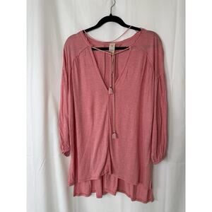 Free People We The Free Pink Boho Tassel Tie Tunic Top Women’s Small Flowy